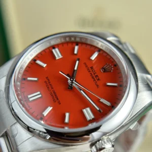 Replica Rolex Oyster Perpetual Coral Red Dial 124300 41 mm