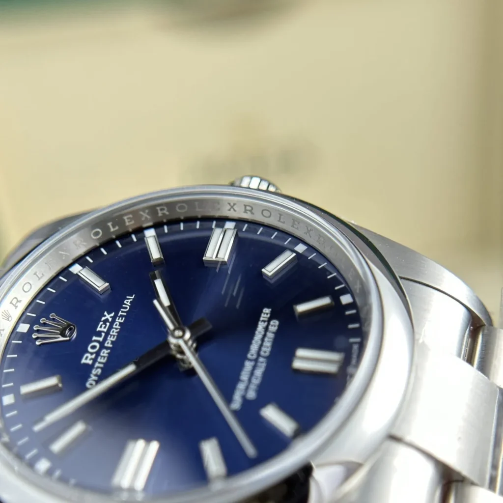 Replica Rolex Oyster Perpetual Lady Blue Dial 126000 36 mm Additional Detail