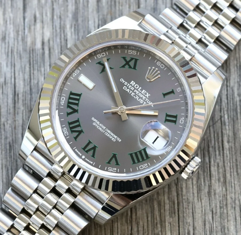 Rolex Datejust Rhodium Dial 126334 “Wimbledon” Flutted/Jubilee 41 mm Bezel & Crystal