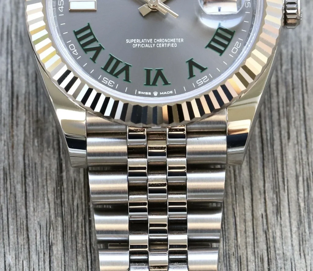 Rolex Datejust Rhodium Dial 126334 “Wimbledon” Flutted/Jubilee 41 mm Bracelet & Clasp