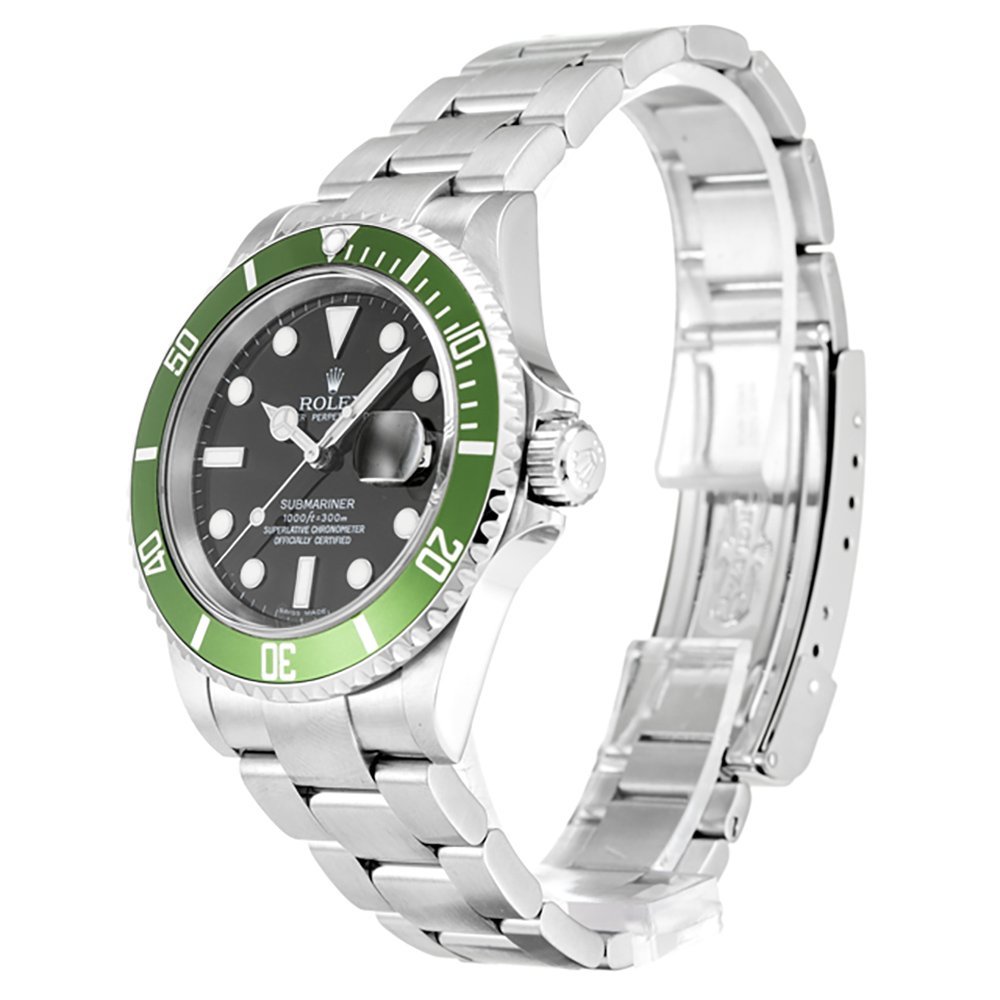 Replica Rolex Submariner Black Dial 16610LV “Kermit” Bezel & Crystal