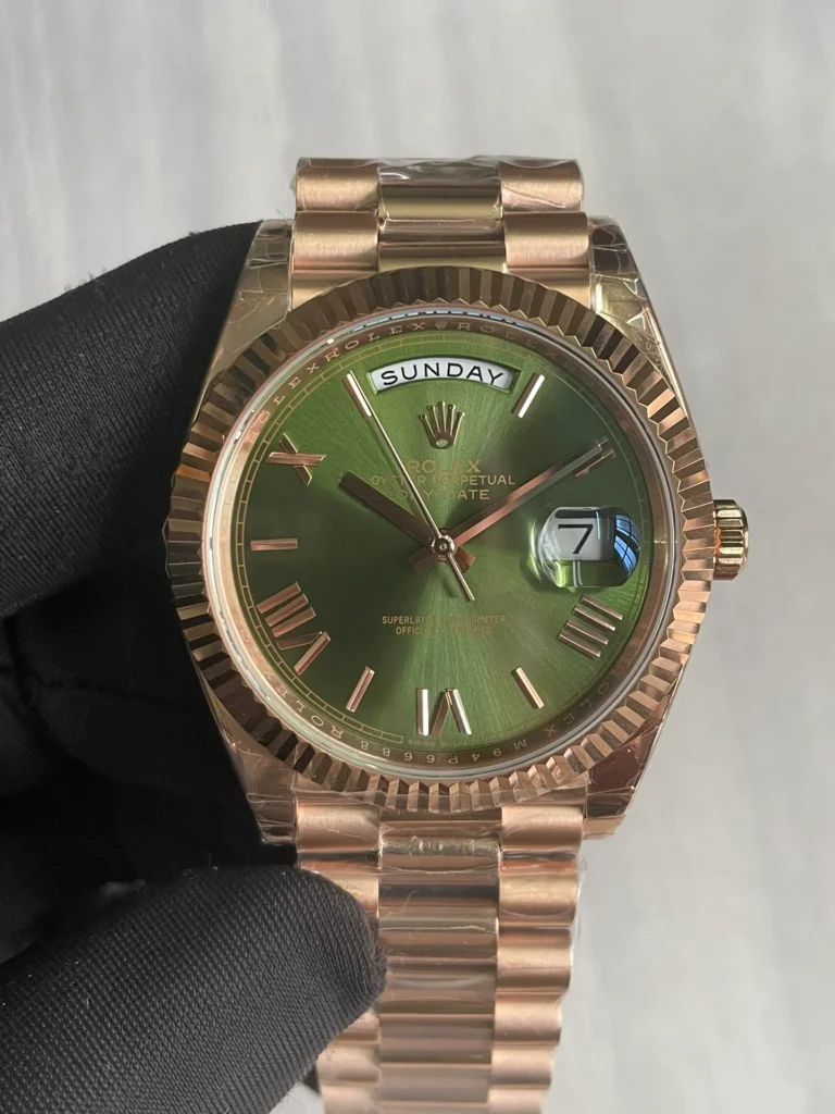 Superclone Rolex Day-Date Olive Dial 128235 36 mm Bezel & Crystal