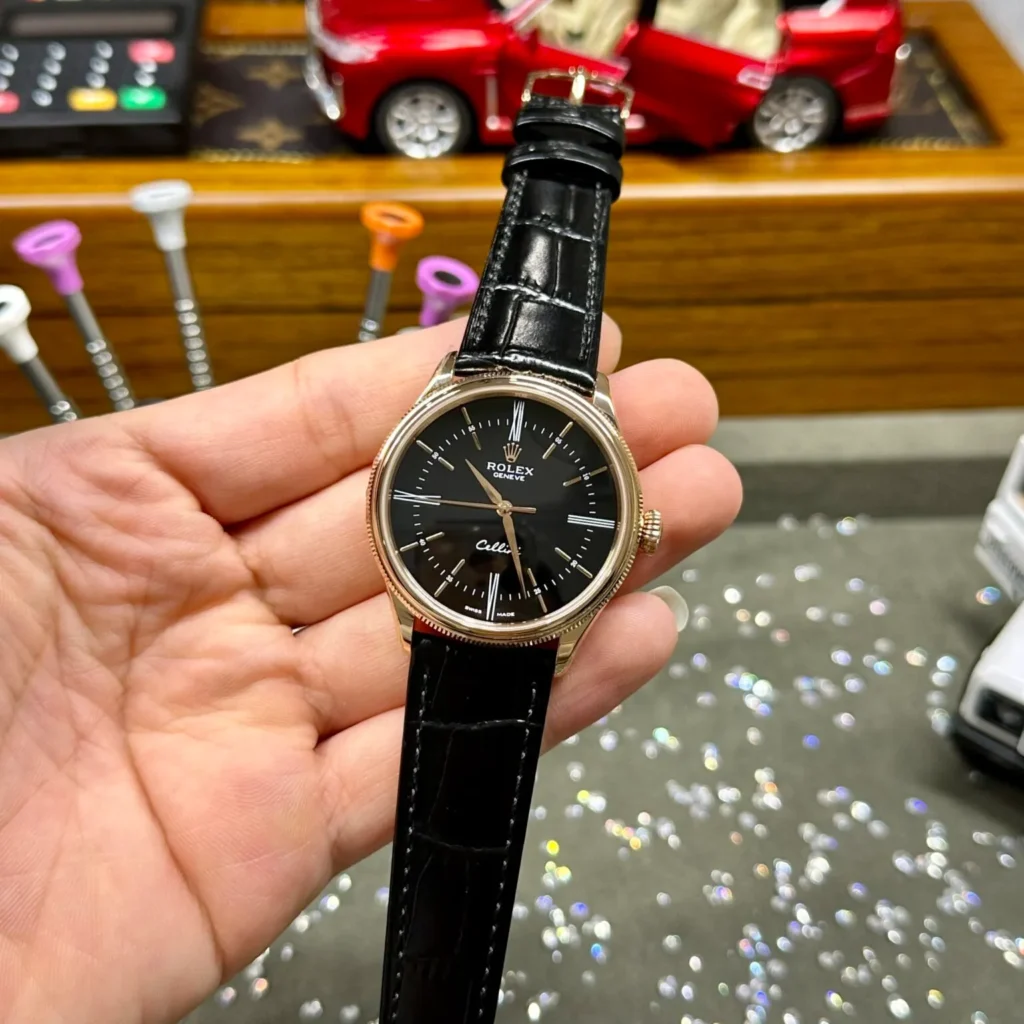 Superclone Rolex Cellini Black Dial REP016814 Case Profile