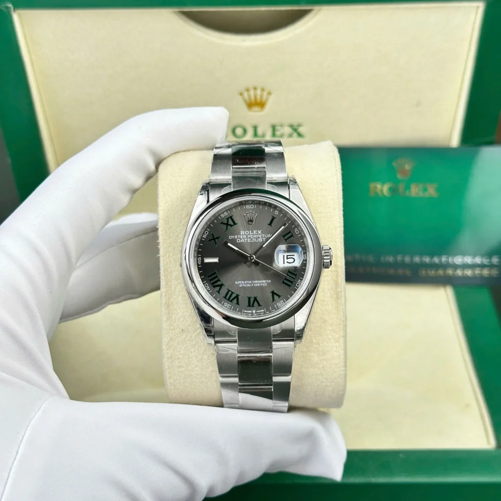 Rolex Datejust Rhodium Dial 126300 “Wimbledon” Oyster 41 mm Bezel & Crystal