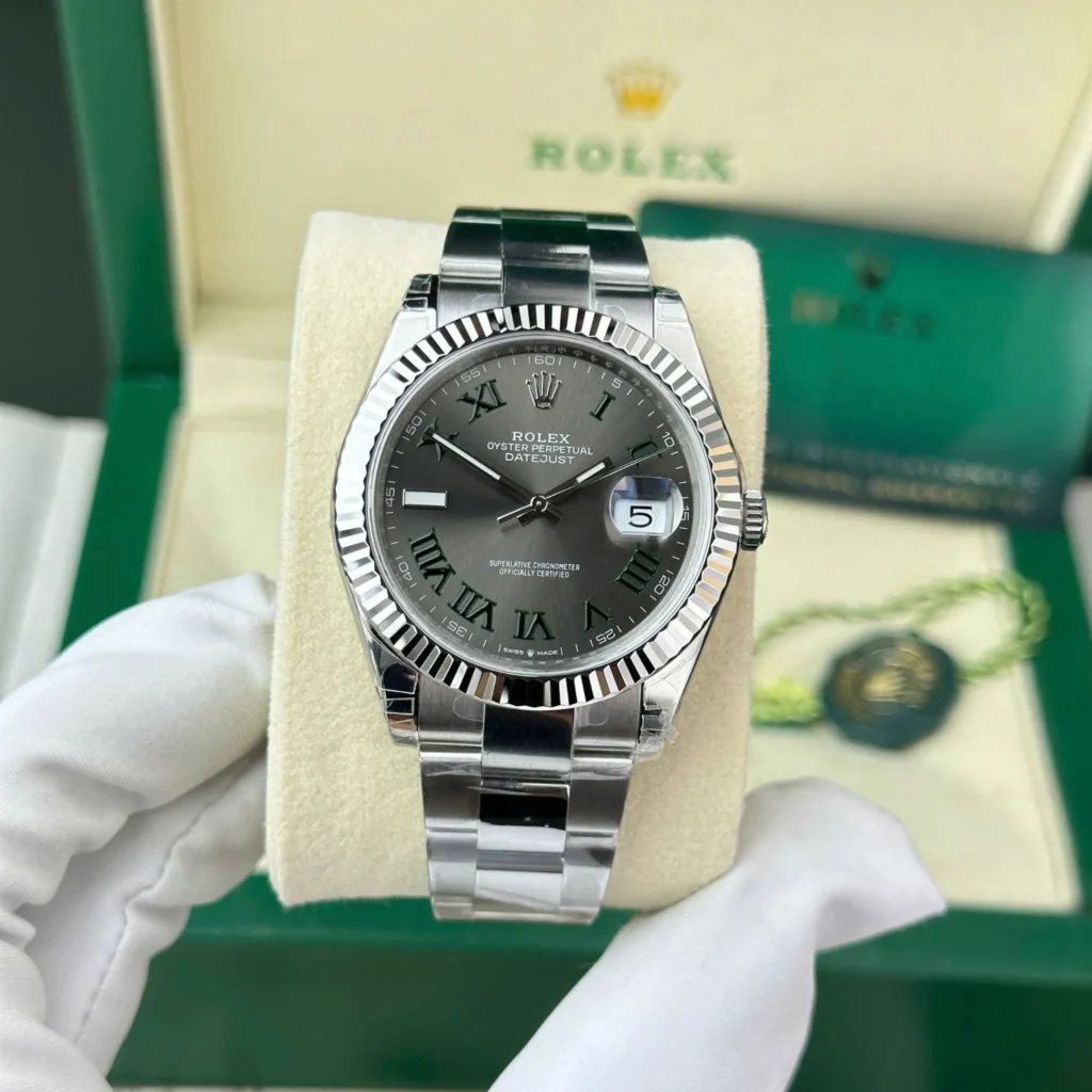 Rolex Datejust Rhodium Dial 126334 “Wimbledon” Flutted/Oyster 41 mm Bezel & Crystal