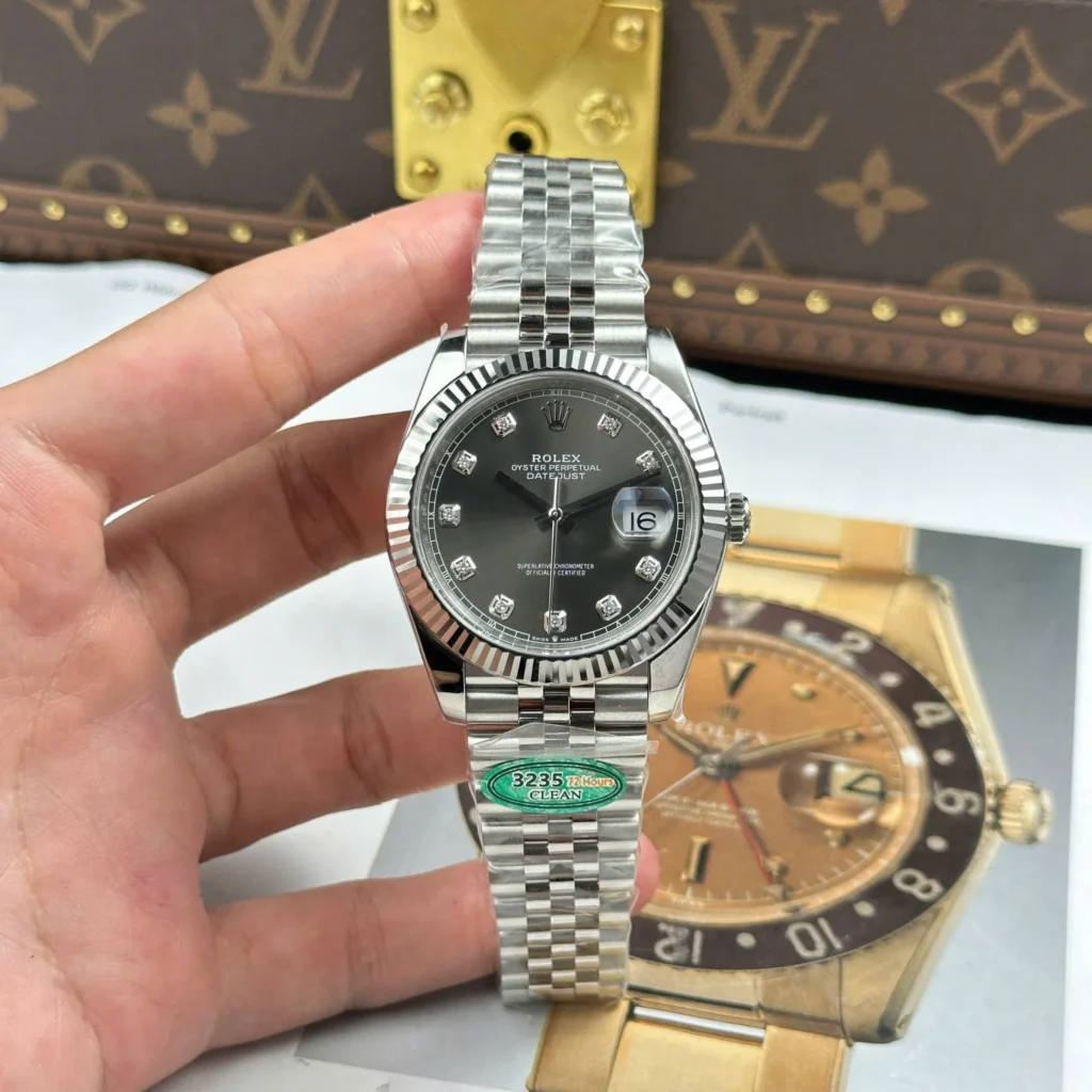 Rolex Datejust Slate Diamond Dial 126334-0006 41 mm Bezel & Crystal