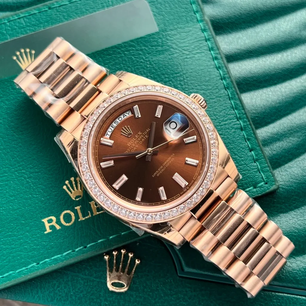 Superclone Rolex Day-Date Brown Ombré Dial 128345rbr-0075 36 mm Bezel & Crystal