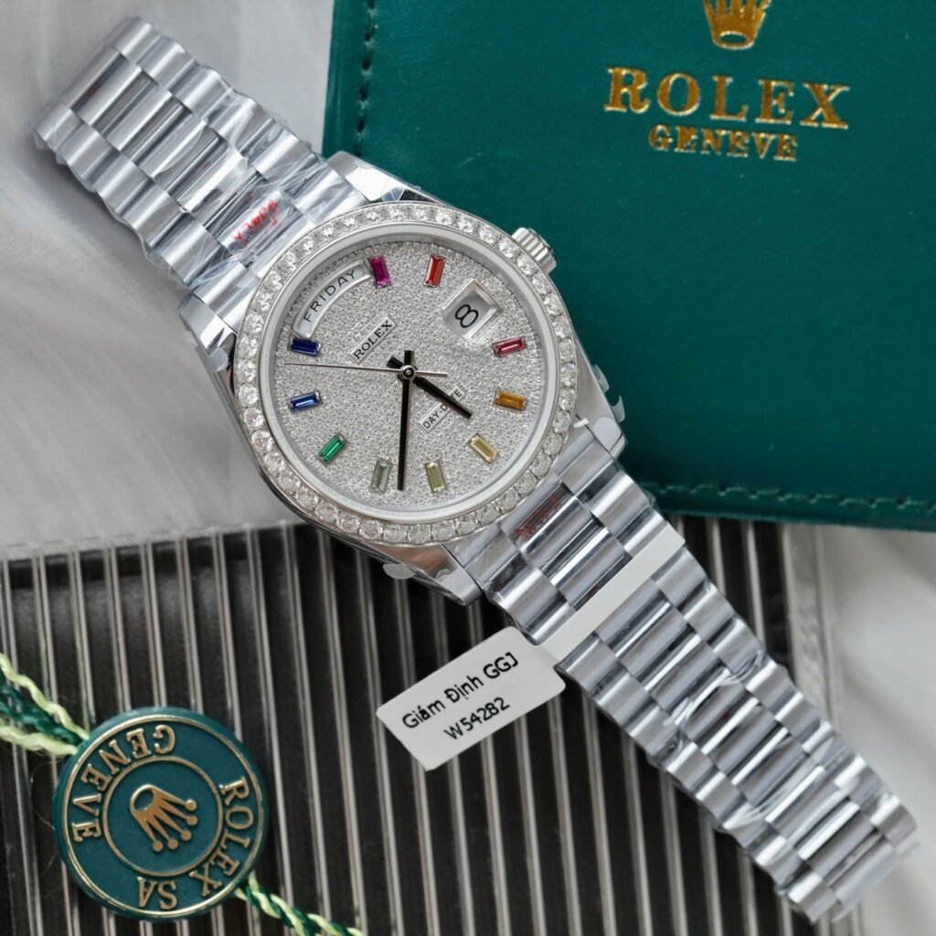 Superclone Rolex Day-Date Diamond-Paved Dial 128399tbr-0005 36 mm Bezel & Crystal