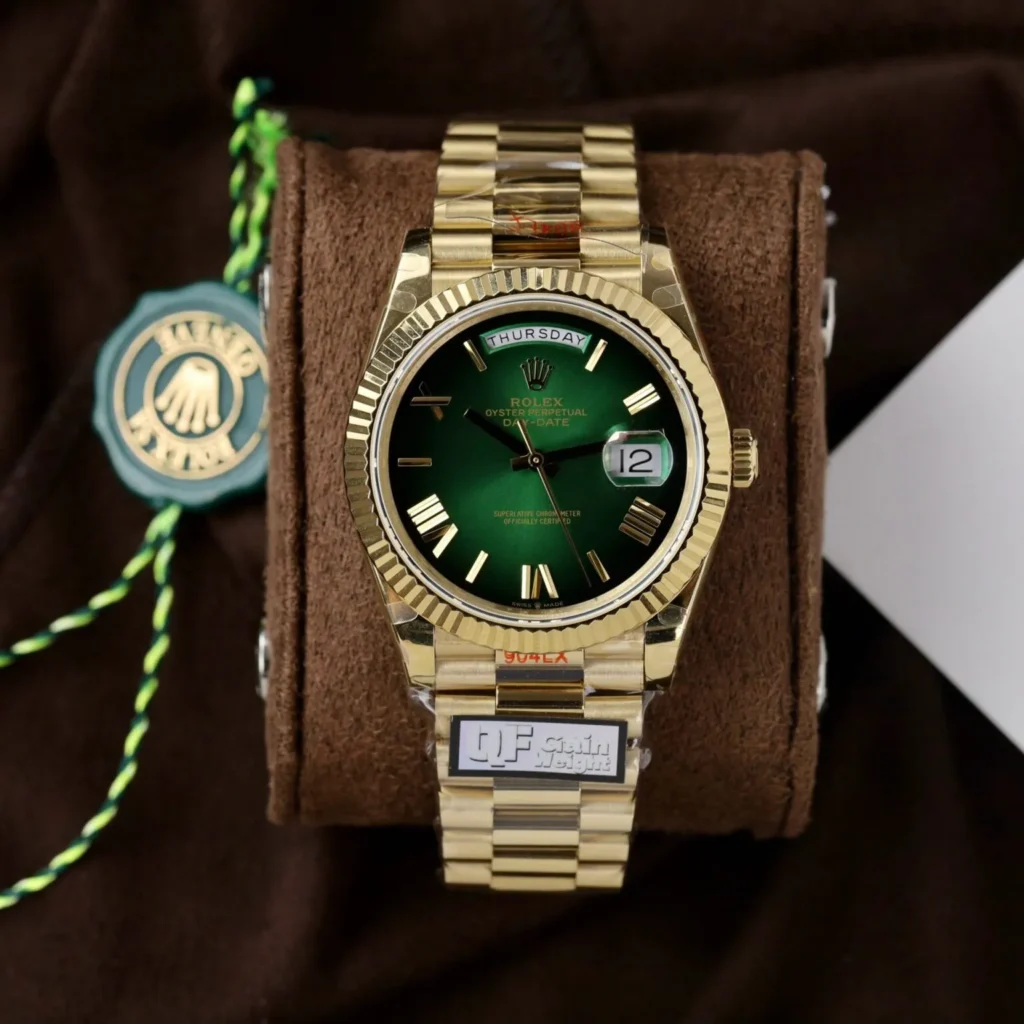 Superclone Rolex Day-Date Green Ombré Dial 128238-0118 36 mm Bezel & Crystal