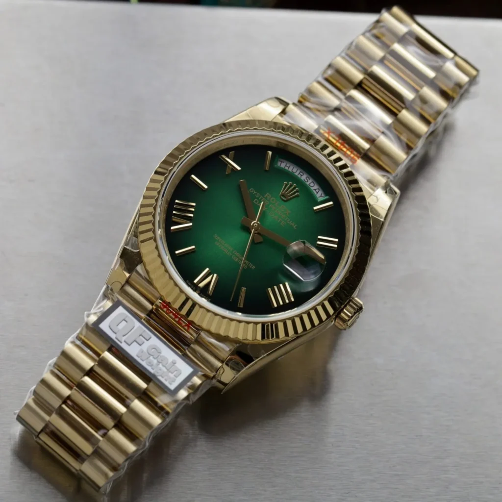 Superclone Rolex Day-Date Green Ombré Dial 128238-0118 36 mm Case Profile