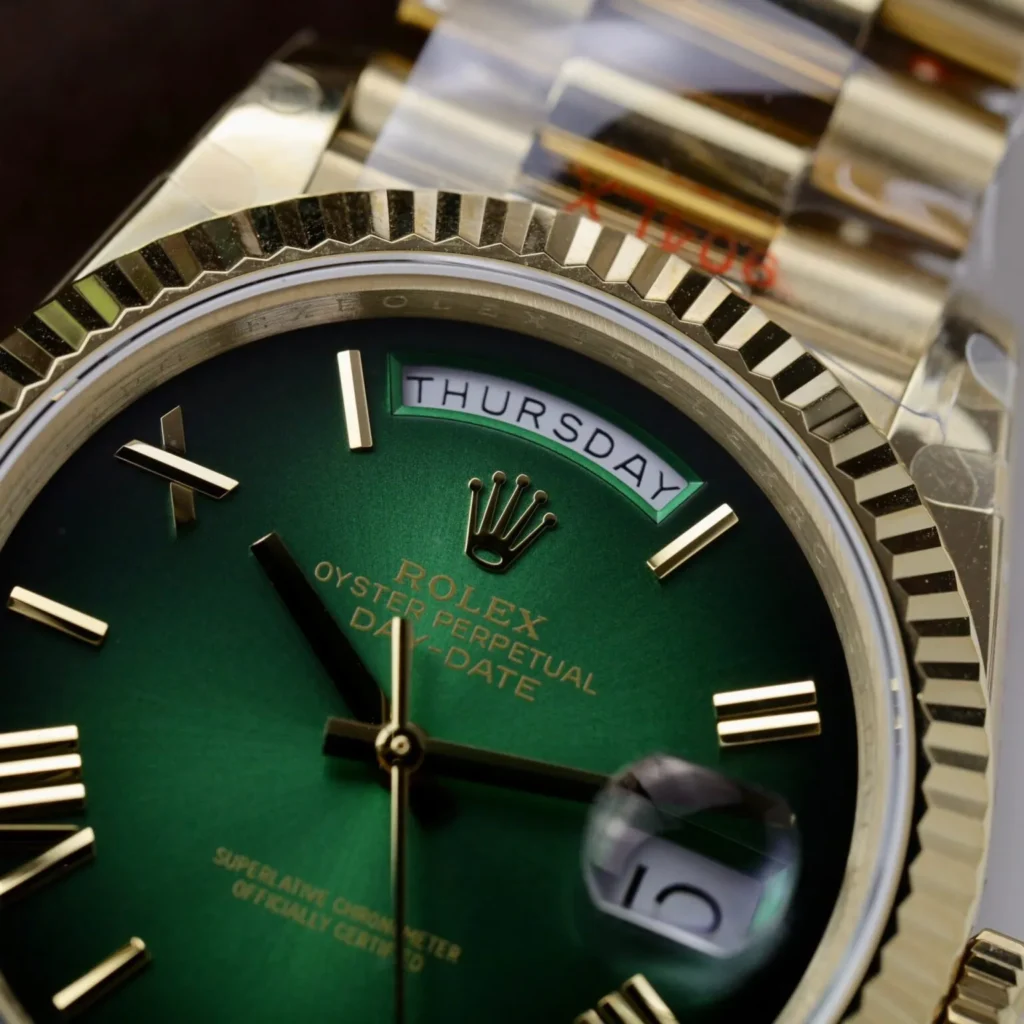 Superclone Rolex Day-Date Green Ombré Dial 128238-0118 36 mm Case Back