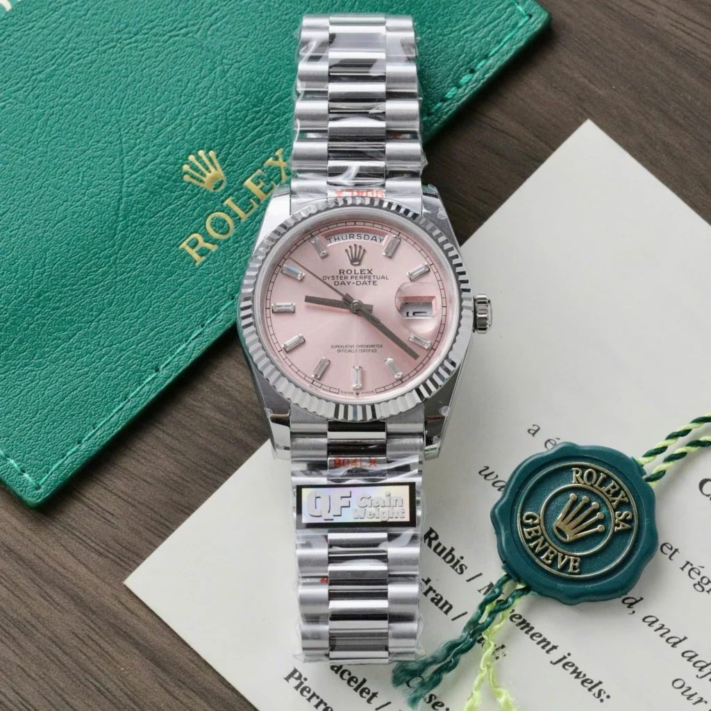 Superclone Rolex Day-Date Pink Diamond Dial 128239-0071 36 mm Bezel & Crystal