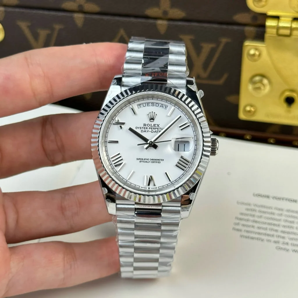 Superclone Rolex Day-Date White Dial 228239-0046 40 mm Bezel & Crystal