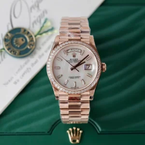 Superclone Rolex Day-Date White Mother-of-Pearl Diamond Dial 128345rbr-0077 36 mm