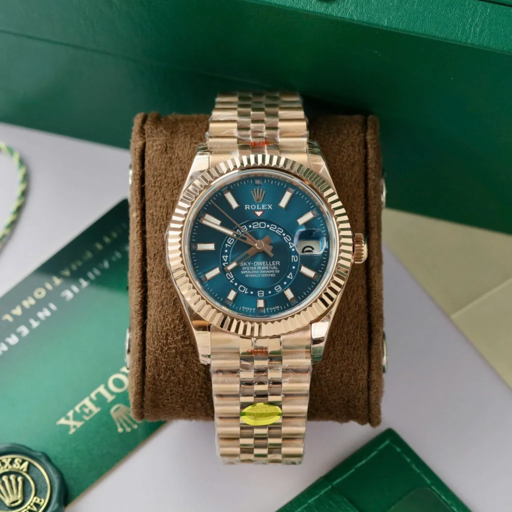 Superclone Rolex Sky-Dweller Blue Dial 336935 (Jubilee) Bezel & Crystal