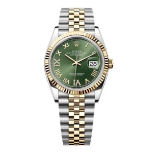 Rolex Datejust Olive Green Roman Diamond Dial 126233-0025 36 mm
