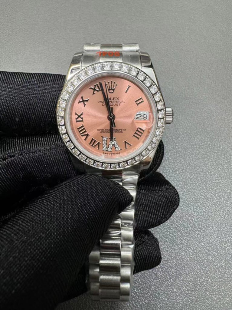 Replica Rolex Datejust Pink set with diamonds Dial 278384RBR 31 mm Bezel & Crystal