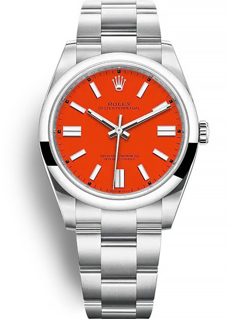 Replica Rolex Oyster Perpetual Coral Red Dial 124300 41 mm