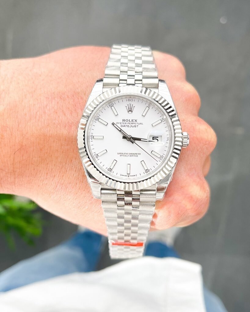 Replica Rolex Datejust White Dial 126334 Jubilee Flutted 41 mm Bracelet & Clasp