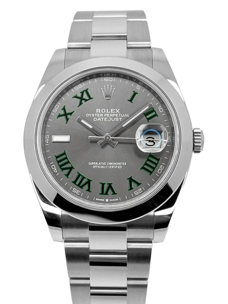 Rolex Datejust Rhodium Dial 126300 “Wimbledon” Oyster 41 mm Dial Details