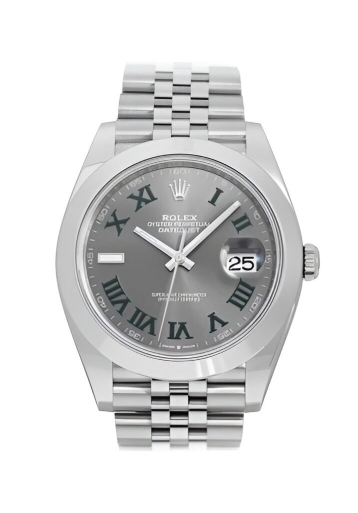 Rolex Datejust Rhodium Dial 126300 “Wimbledon” Jubilee 41 mm Dial Details