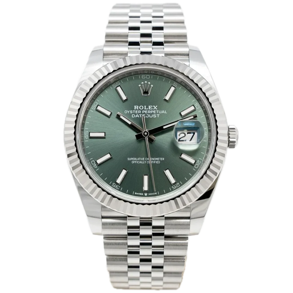 Replica Rolex Datejust Green Dial 126334 Jubilee 41 mm Dial Details