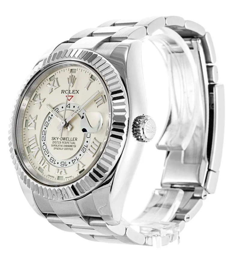 Replica Rolex Sky-Dweller Silver Dial 326939 Bezel & Crystal