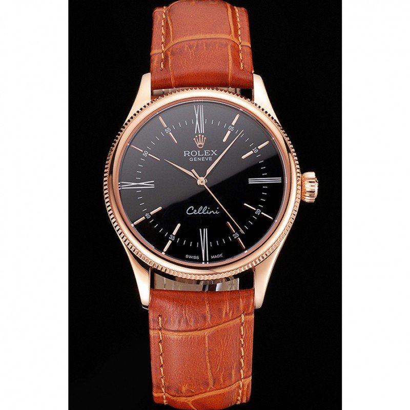 Superclone Rolex Cellini Black Dial REP016794 Bezel & Crystal