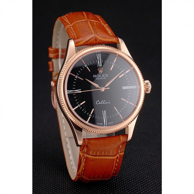 Superclone Rolex Cellini Black Dial REP016794 Case Profile