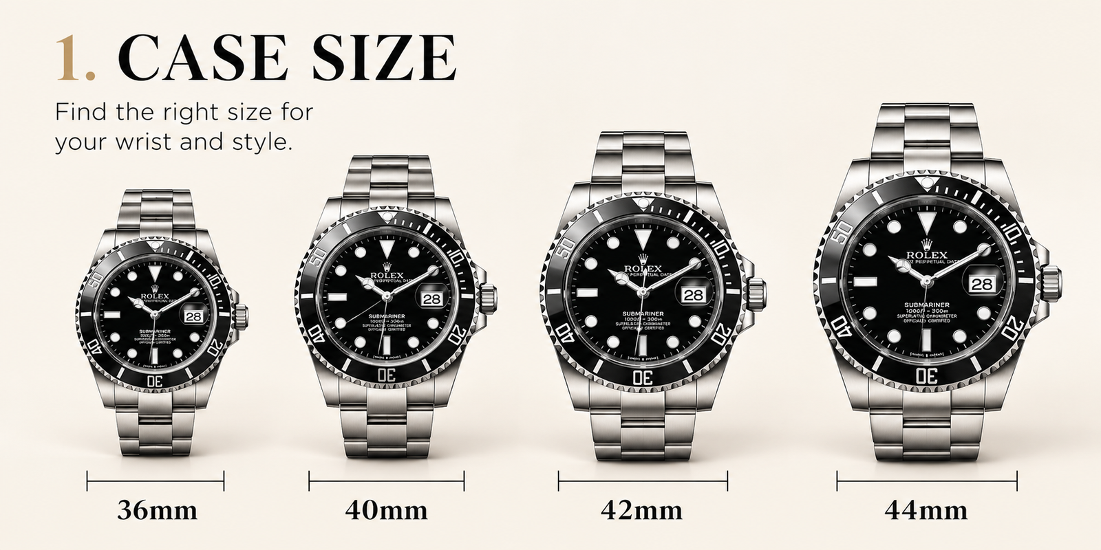 How to choose a luxury watch case size comparison